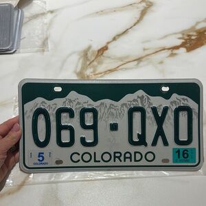 Colorado License Plate with Mountain Design